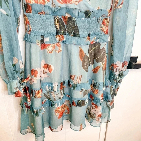 PatBo Carolina floral ruffle mini A-line dress size 2 - Picture 3 of 13